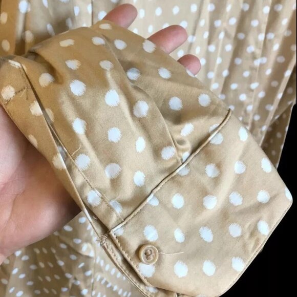 Lane Bryant NWT Polka Dot Shirt Top 14 Beige Rhinestone Collar Long Sleeve - Picture 9 of 12